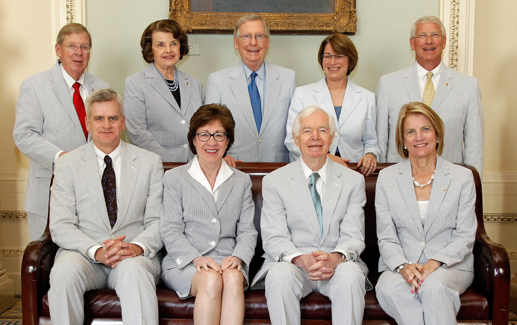 (Front Row L to R) Bill Cassidy, Susan Collins, Thad Cochrane and Shelley Capito; (Back Row L to R) John Isakson, Diane Feinstein, Mitch McConnnell, Amy Klobacher, and Roger Wicker (Photo: Paul Morigi/Getty Images for Haspel)