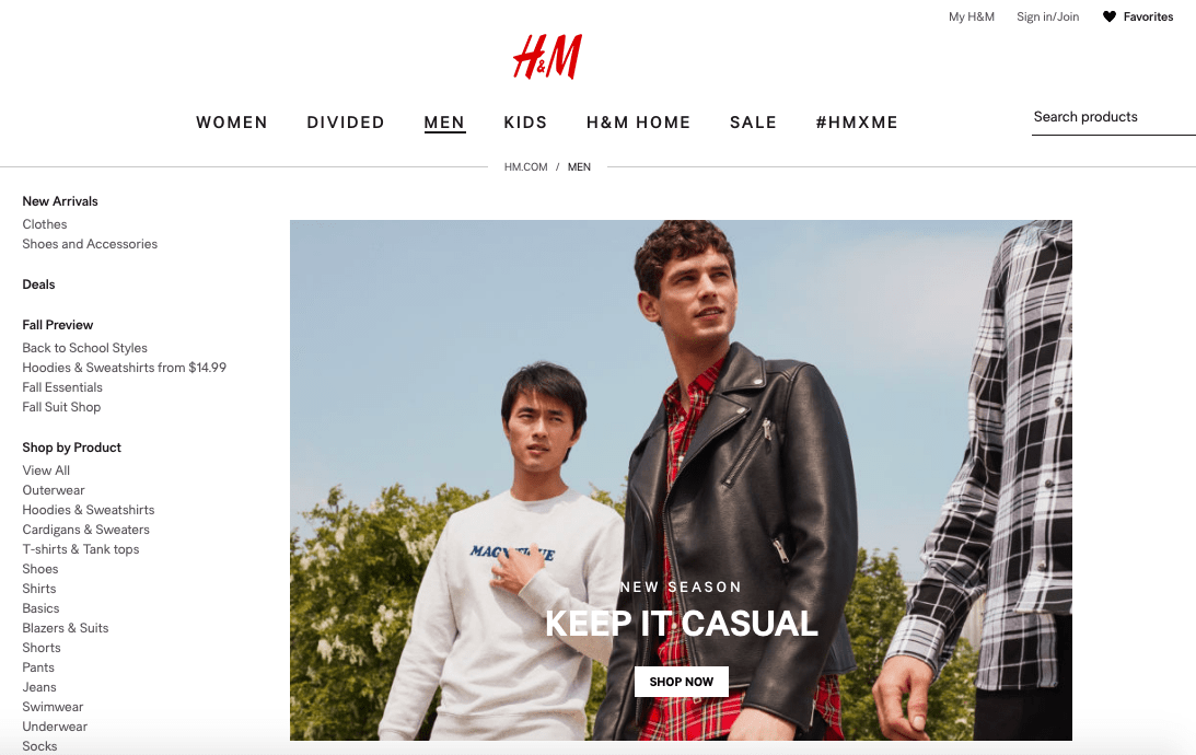 H&m mobile website sale