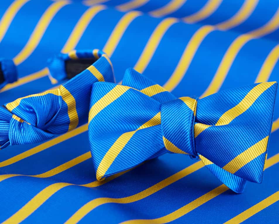 This fabric and neckwear range reflects the colors of the Ukranian flag.
