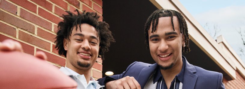 CJ Stroud and Jaxon Smith-Njigba as Express’s first-ever collegiate athlete style ambassadors.